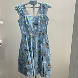Collectif Blue Vintage Print Dress